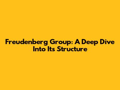 Freudenberg Group: A Deep Dive Into Its Structure