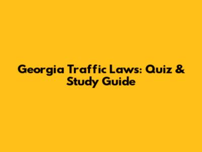 Georgia Traffic Laws: Quiz & Study Guide