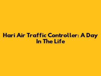 Hari Air Traffic Controller: A Day In The Life