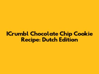 ICrumbl Chocolate Chip Cookie Recipe: Dutch Edition