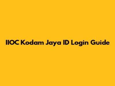 IIOC Kodam Jaya ID Login Guide