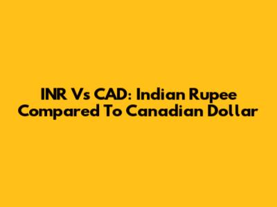 INR Vs CAD: Indian Rupee Compared To Canadian Dollar