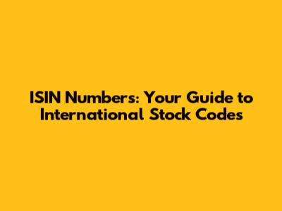 ISIN Numbers: Your Guide to International Stock Codes