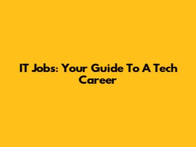 IT Jobs: Your Guide To A Tech Career