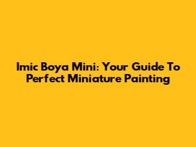 Imic Boya Mini: Your Guide To Perfect Miniature Painting