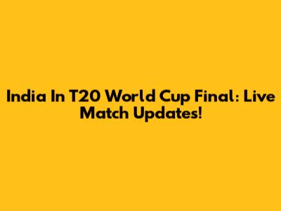 India In T20 World Cup Final: Live Match Updates!