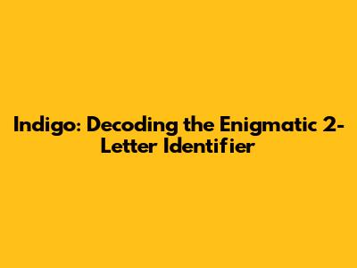 Indigo: Decoding the Enigmatic 2-Letter Identifier
