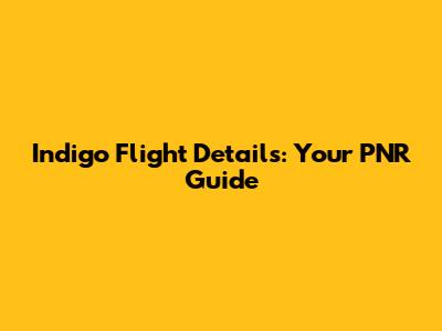 Indigo Flight Details: Your PNR Guide