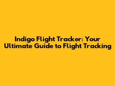 Indigo Flight Tracker: Your Ultimate Guide to Flight Tracking