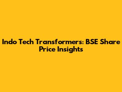 Indo Tech Transformers: BSE Share Price Insights