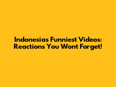 Indonesia's Funniest Videos: Reactions You Won't Forget!