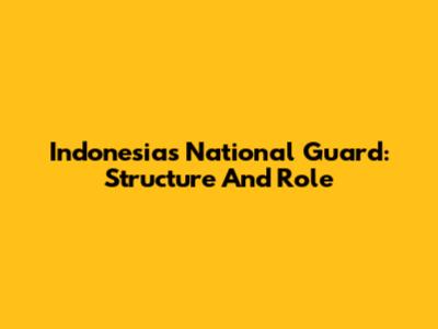 Indonesia's National Guard: Structure And Role