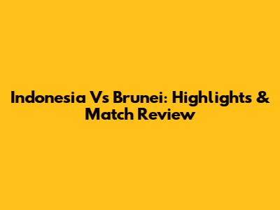 Indonesia Vs Brunei: Highlights & Match Review