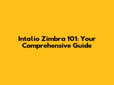 Intalio Zimbra 101: Your Comprehensive Guide