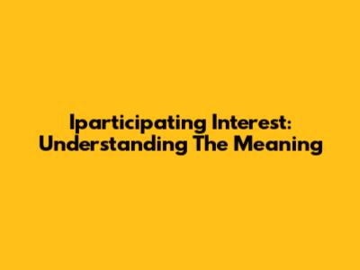 Iparticipating Interest: Understanding The Meaning