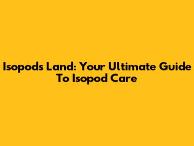 Isopods Land: Your Ultimate Guide To Isopod Care