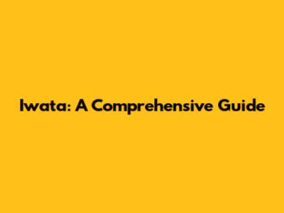 Iwata: A Comprehensive Guide
