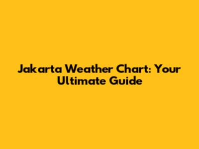 Jakarta Weather Chart: Your Ultimate Guide