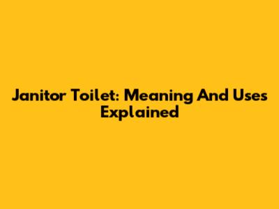 Janitor Toilet: Meaning And Uses Explained