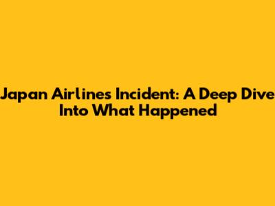 Japan Airlines Incident: A Deep Dive Into What Happened