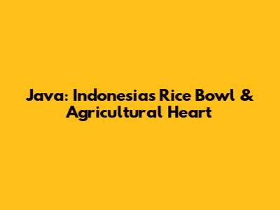Java: Indonesia's Rice Bowl & Agricultural Heart
