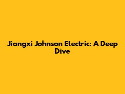 Jiangxi Johnson Electric: A Deep Dive