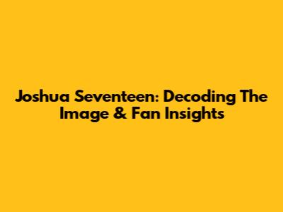 Joshua Seventeen: Decoding The Image & Fan Insights
