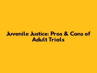 Juvenile Justice: Pros & Cons of Adult Trials