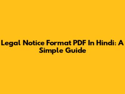 Legal Notice Format PDF In Hindi: A Simple Guide