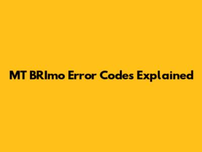 MT BRImo Error Codes Explained