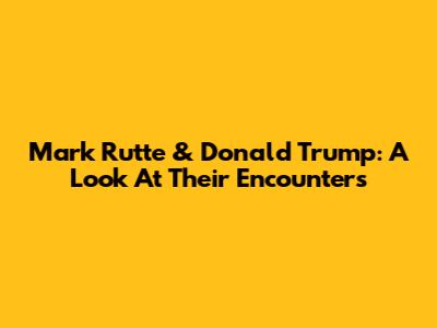 Mark Rutte & Donald Trump: A Look At Their Encounters