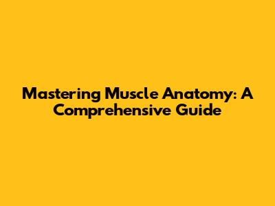 Mastering Muscle Anatomy: A Comprehensive Guide
