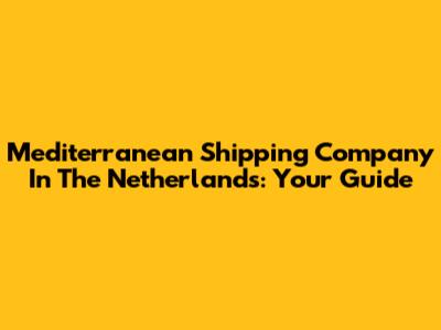 Mediterranean Shipping Company In The Netherlands: Your Guide