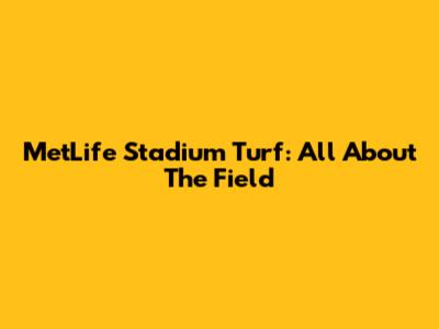 MetLife Stadium Turf: All About The Field