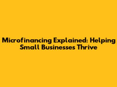 Microfinancing Explained: Helping Small Businesses Thrive