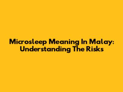 Microsleep Meaning In Malay: Understanding The Risks