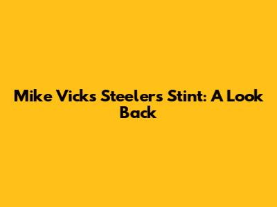 Mike Vick's Steelers Stint: A Look Back
