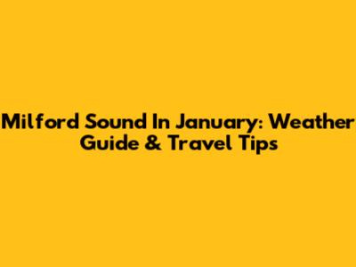 Milford Sound In January: Weather Guide & Travel Tips
