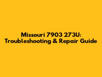 Missouri 7903 273U: Troubleshooting & Repair Guide