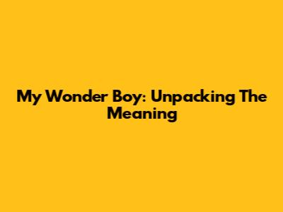 My Wonder Boy: Unpacking The Meaning