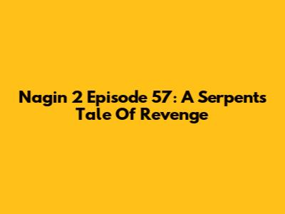 Nagin 2 Episode 57: A Serpent's Tale Of Revenge