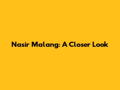 Nasir Malang: A Closer Look