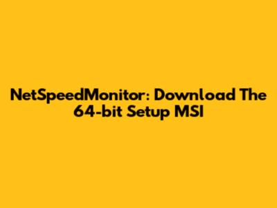 NetSpeedMonitor: Download The 64-bit Setup MSI