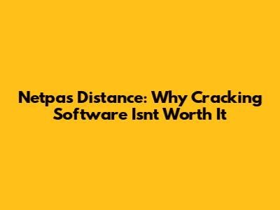 Netpas Distance: Why Cracking Software Isn't Worth It