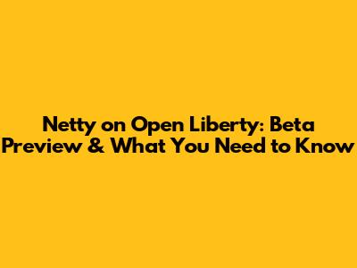 Netty on Open Liberty: Beta Preview & What You Need to Know