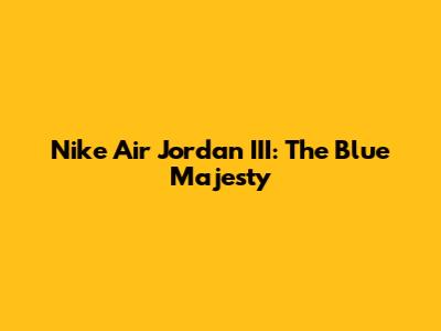 Nike Air Jordan III: The Blue Majesty