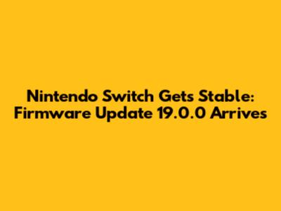 Nintendo Switch Gets Stable: Firmware Update 19.0.0 Arrives