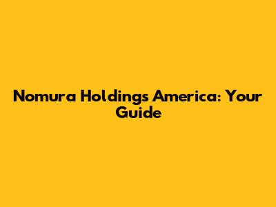 Nomura Holdings America: Your Guide