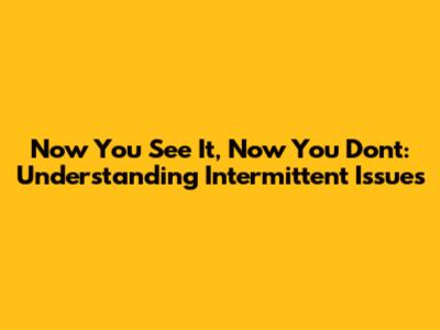 Now You See It, Now You Don't: Understanding Intermittent Issues