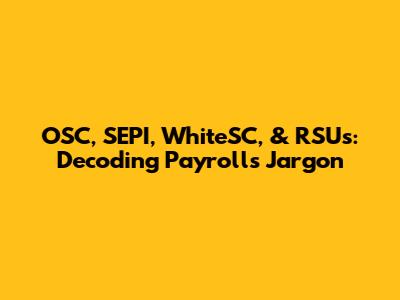 OSC, SEPI, WhiteSC, & RSUs: Decoding Payroll's Jargon